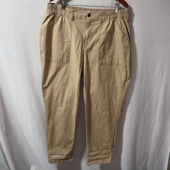 Ava & Viv Pants - Ava & Viv Womens 16W Khaki Tan Utility Pants Elastic Waist Tapered Leg VN1111626